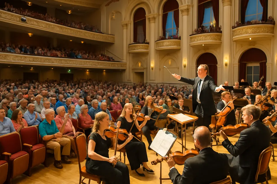 Outdoor editorial photograph for Conductor's Corner 5: Bernstein & Barber